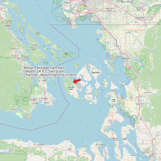 Wasp Passage narrows (depth 24 ft), San Juan Channel, Washington Current map