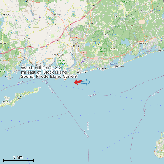 Map of Watch Hill Point, 2.2 mi east of, Block Island Sound, Rhode Island Current Prediction Station