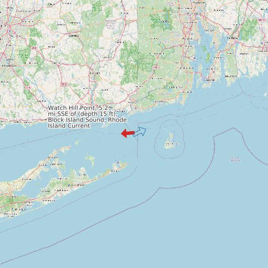 Map of Watch Hill Point, 5.2 mi SSE of (depth 15 ft), Block Island Sound, Rhode Island Current Prediction Station