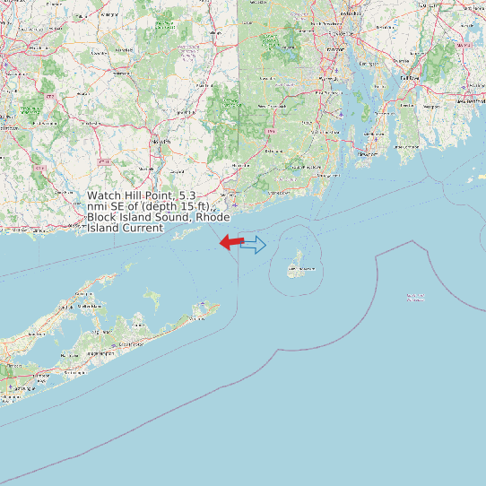 Watch Hill Point, 5.3 nmi SE of (depth 15 ft), Block Island Sound, Rhode Island Current map