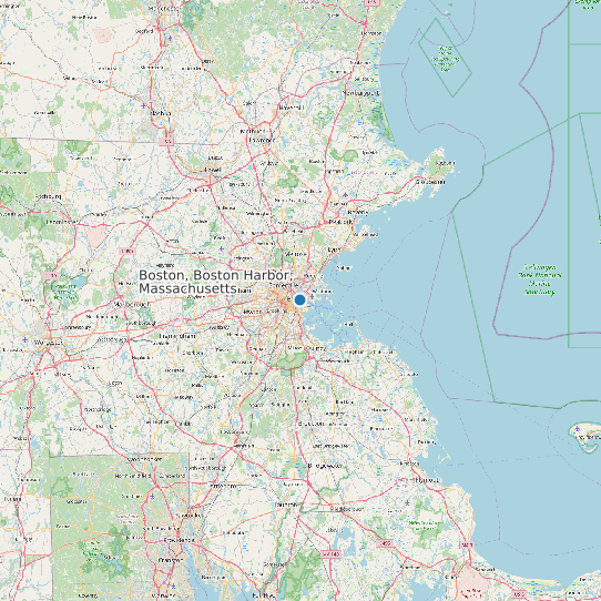 Map of Boston, Boston Harbor, Massachusetts Tide Prediction Station