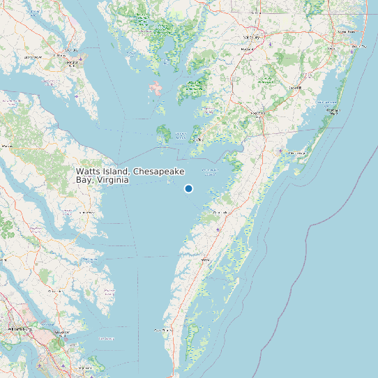 Map of Watts Island, Chesapeake Bay, Virginia Tide Prediction Station