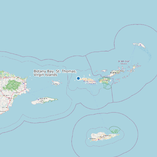 Map of Botany Bay, St. Thomas, Virgin Islands Tide Prediction Station