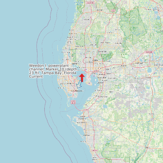 Weedon I. powerplant channel, Marker 10 (depth 23 ft), Tampa Bay, Florida Current map