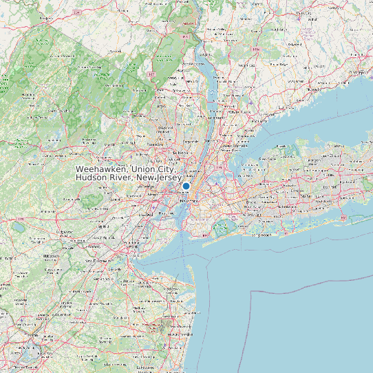 Map of Weehawken, Union City, Hudson River, New Jersey Tide Prediction Station