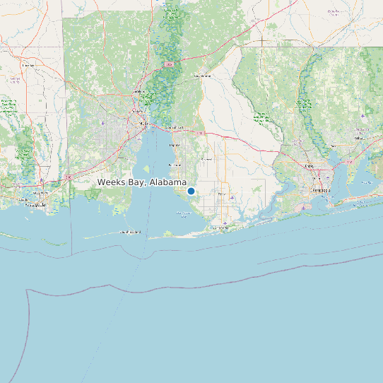 Map of Weeks Bay, Alabama Tide Prediction Station