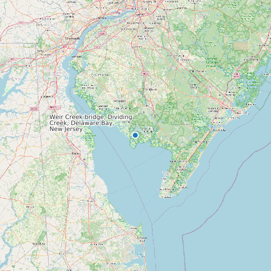Weir Creek bridge, Dividing Creek, Delaware Bay, New Jersey map