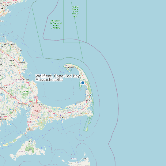 Map of Wellfleet, Cape Cod Bay, Massachusetts Tide Prediction Station