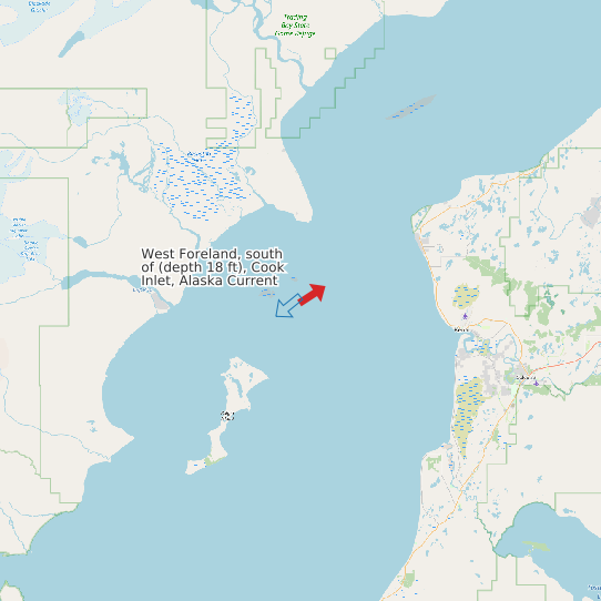 Map of West Foreland, south of (depth 18 ft), Cook Inlet, Alaska Current Prediction Station