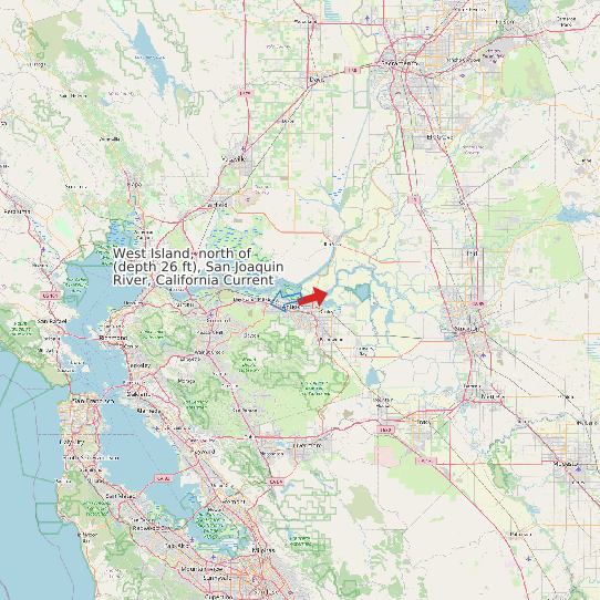 Map of West Island, north of (depth 26 ft), San Joaquin River, California Current Prediction Station