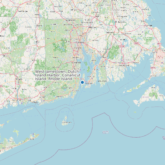 Map of West Jamestown, Dutch Island Harbor, Conanicut Island, Rhode Island Tide Prediction Station