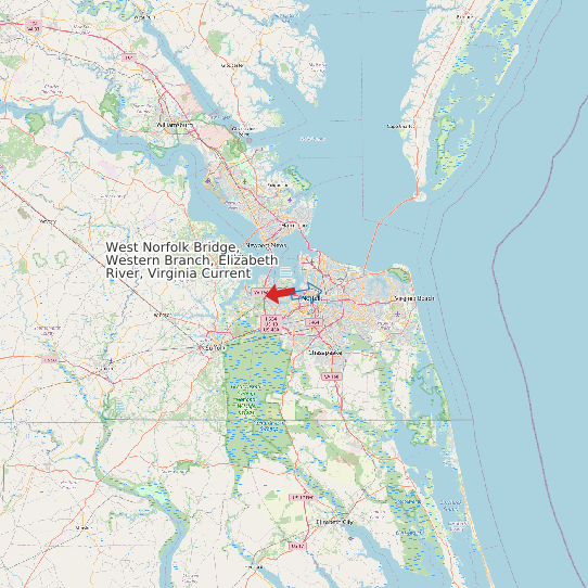 Map of West Norfolk Bridge, Western Branch, Elizabeth River, Virginia Current Prediction Station