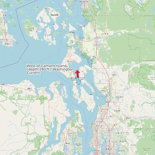 Map of West of Camano Island (depth 180 ft), Washington Current Prediction Station
