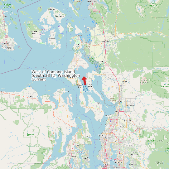 West of Camano Island (depth 23 ft), Washington Current map