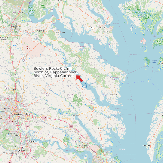 Bowlers Rock, 0.2 mi north of, Rappahannock River, Virginia Current map