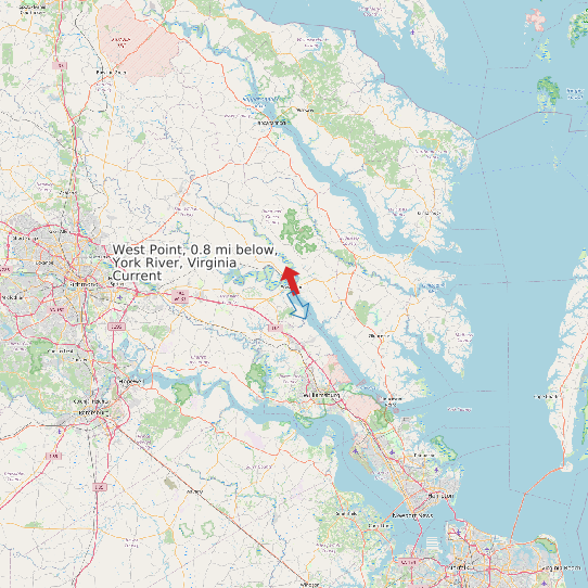 West Point, 0.8 mi below, York River, Virginia Current map