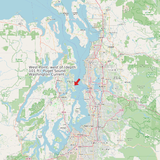 Map of West Point, west of (depth 101 ft), Puget Sound, Washington Current Prediction Station