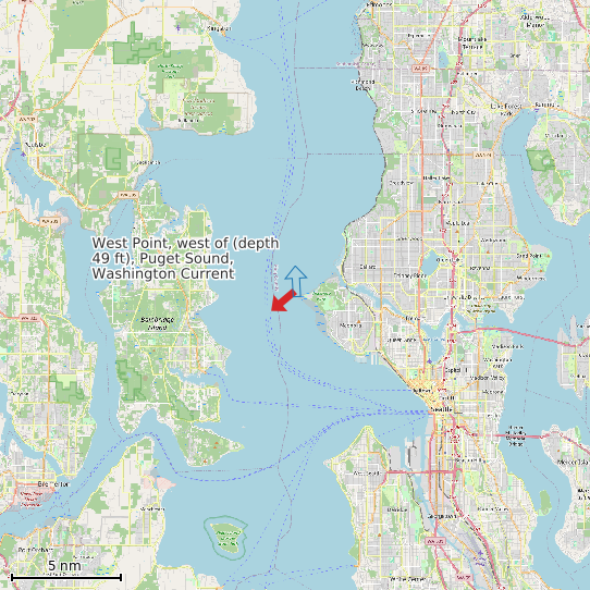 Map of West Point, west of (depth 49 ft), Puget Sound, Washington Current Prediction Station