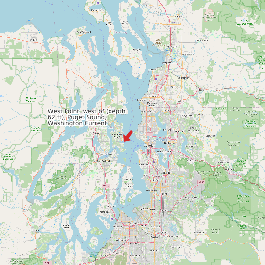 Map of West Point, west of (depth 62 ft), Puget Sound, Washington Current Prediction Station