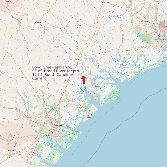 Boyd Creek entrance, SE of, Broad River (depth 12 ft), South Carolina Current map