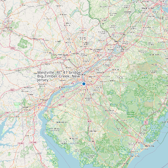 Map of Westville, Rt. 47 bridge, Big Timber Creek, New Jersey Tide Prediction Station