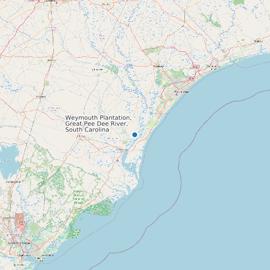 Map of Weymouth Plantation, Great Pee Dee River, South Carolina Tide Prediction Station