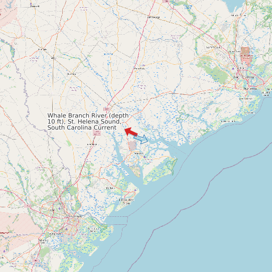 Map of Whale Branch River (depth 10 ft), St. Helena Sound, South Carolina Current Prediction Station