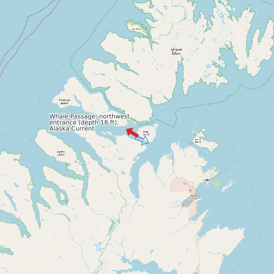 Whale Passage, northwest entrance (depth 18 ft), Alaska Current map