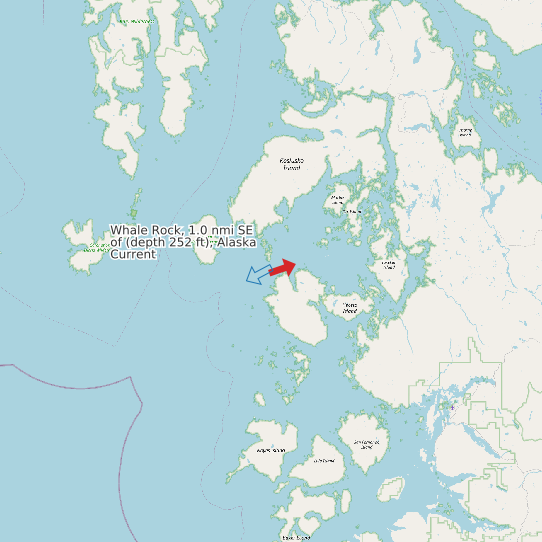 Map of Whale Rock, 1.0 nmi SE of (depth 252 ft), Alaska Current Prediction Station