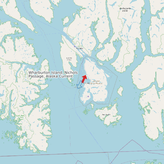 Wharburton Island, Nichols Passage, Alaska Current map