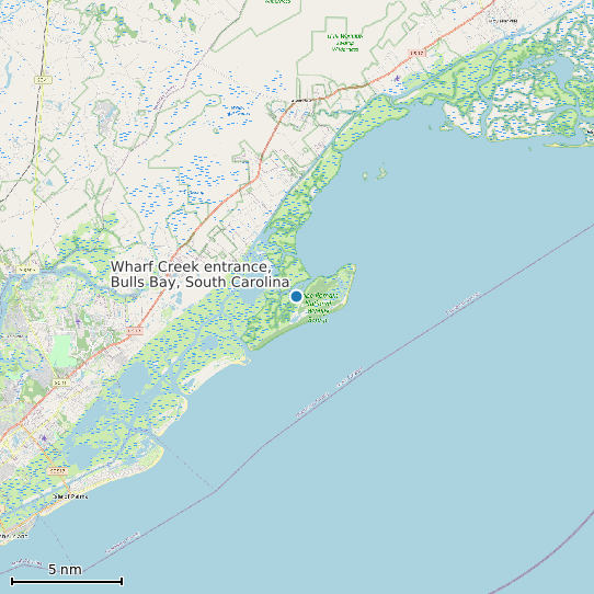 Map of Wharf Creek entrance, Bulls Bay, South Carolina Tide Prediction Station