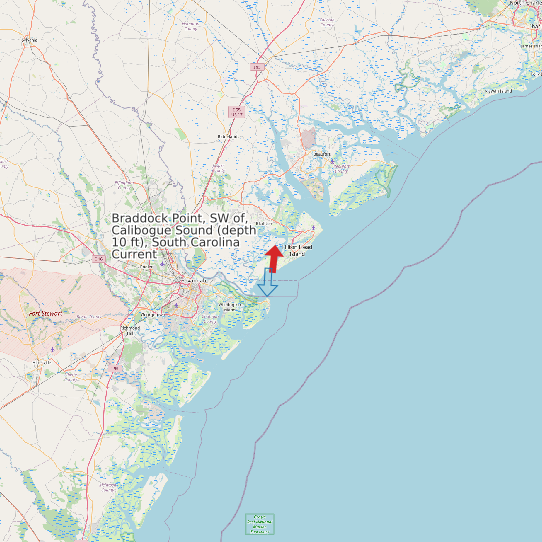 Braddock Point, SW of, Calibogue Sound (depth 10 ft), South Carolina Current map