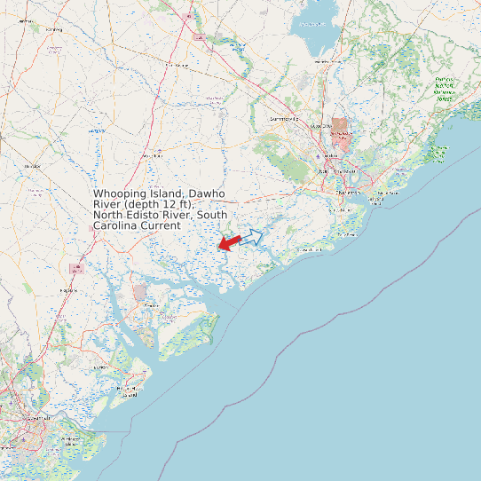 Whooping Island, Dawho River (depth 12 ft), North Edisto River, South Carolina Current map