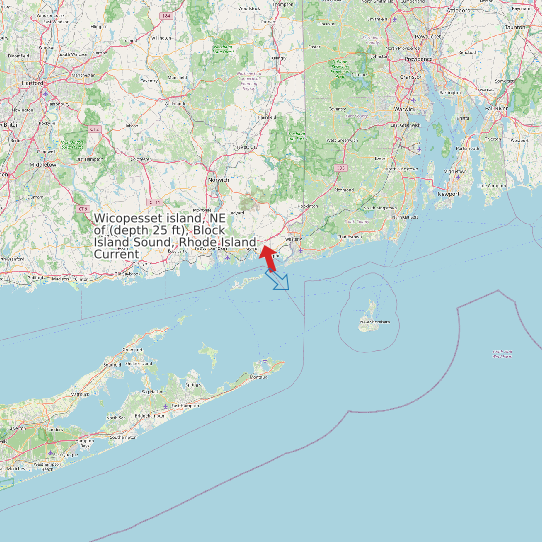 Map of Wicopesset island, NE of (depth 25 ft), Block Island Sound, Rhode Island Current Prediction Station