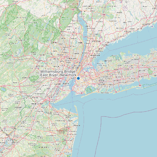 Map of Williamsburg Bridge, East River, New York Tide Prediction Station