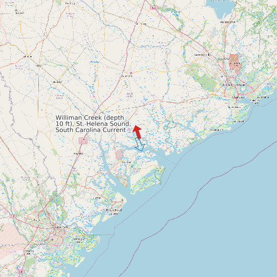 Williman Creek (depth 10 ft), St. Helena Sound, South Carolina Current map