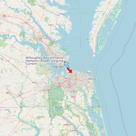 Map of Willoughby Bay entrance, Hampton Roads, Virginia Current Prediction Station