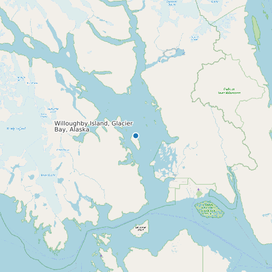 Map of Willoughby Island, Glacier Bay, Alaska Tide Prediction Station