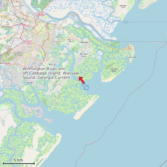 Map of Wilmington River ent. off Cabbage Island, Wassaw Sound, Georgia Current Prediction Station