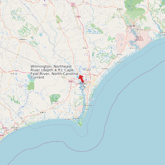 Map of Wilmington, Northeast River (depth 4 ft), Cape Fear River, North Carolina Current Prediction Station