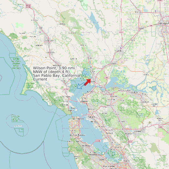 Map of Wilson Point, 3.90 nmi NNW of (depth 4 ft), San Pablo Bay, California Current Prediction Station