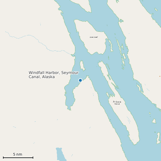 Map of Windfall Harbor, Seymour Canal, Alaska Tide Prediction Station