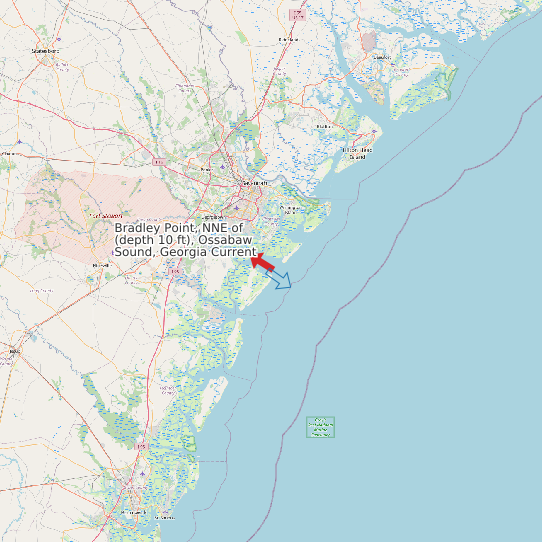 Map of Bradley Point, NNE of (depth 10 ft), Ossabaw Sound, Georgia Current Prediction Station