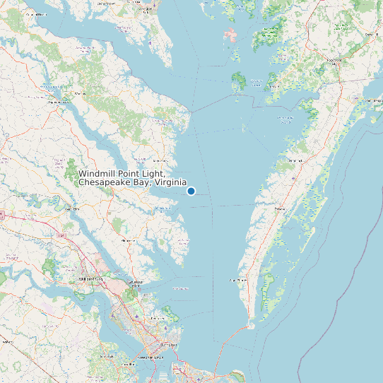 Windmill Point Light, Chesapeake Bay, Virginia map