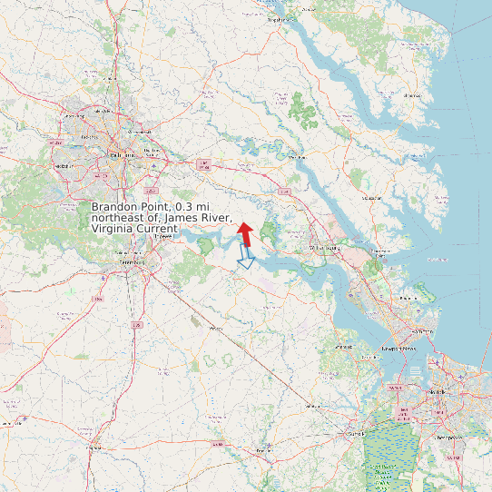 Map of Brandon Point, 0.3 mi northeast of, James River, Virginia Current Prediction Station