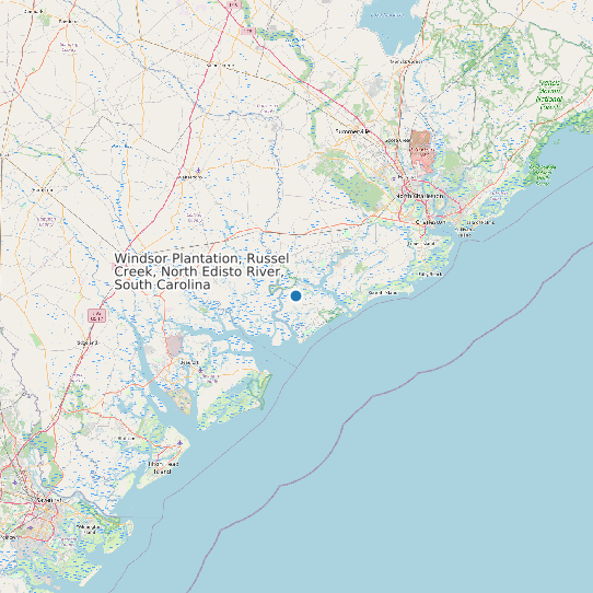 Map of Windsor Plantation, Russel Creek, North Edisto River, South Carolina Tide Prediction Station