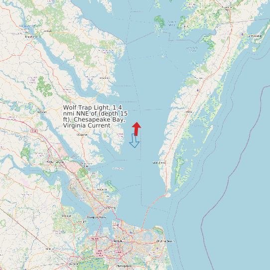 Wolf Trap Light, 1.4 nmi NNE of (depth 15 ft), Chesapeake Bay, Virginia Current map