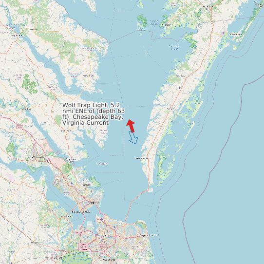 Wolf Trap Light, 5.2 nmi ENE of (depth 63 ft), Chesapeake Bay, Virginia Current map