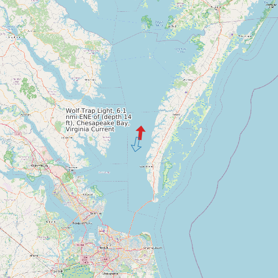 Wolf Trap Light, 6.1 nmi ENE of (depth 14 ft), Chesapeake Bay, Virginia Current map