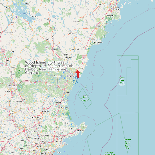 Map of Wood Island, northwest of (depth 15 ft), Portsmouth Harbor, New Hampshire Current Prediction Station